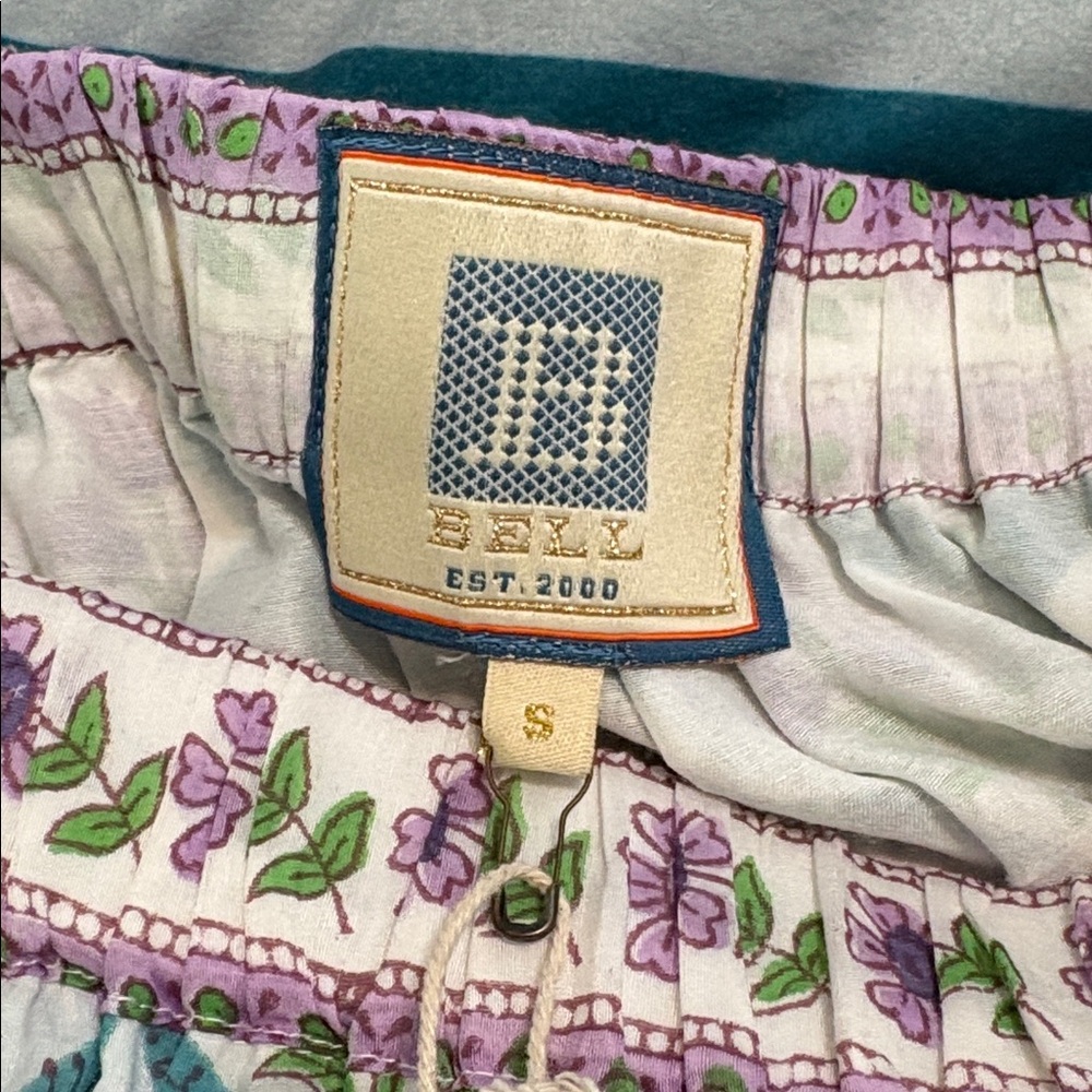 Boho Tile-Print Maxi Skirt in White and Lavender - Picture 6 of 7